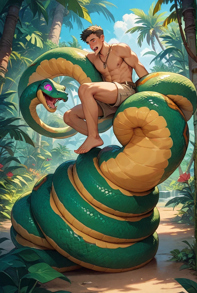 arafed man with a snake tattoo on his arm and a snake on his leg, lower half of his body is snake, chest up human lower half snake, snake human hybrid, snake body, snake man, serpent body, dragon leg, eugene gottsnake, ryan gosling as roman statue, snake, his trunk is a long tentacle