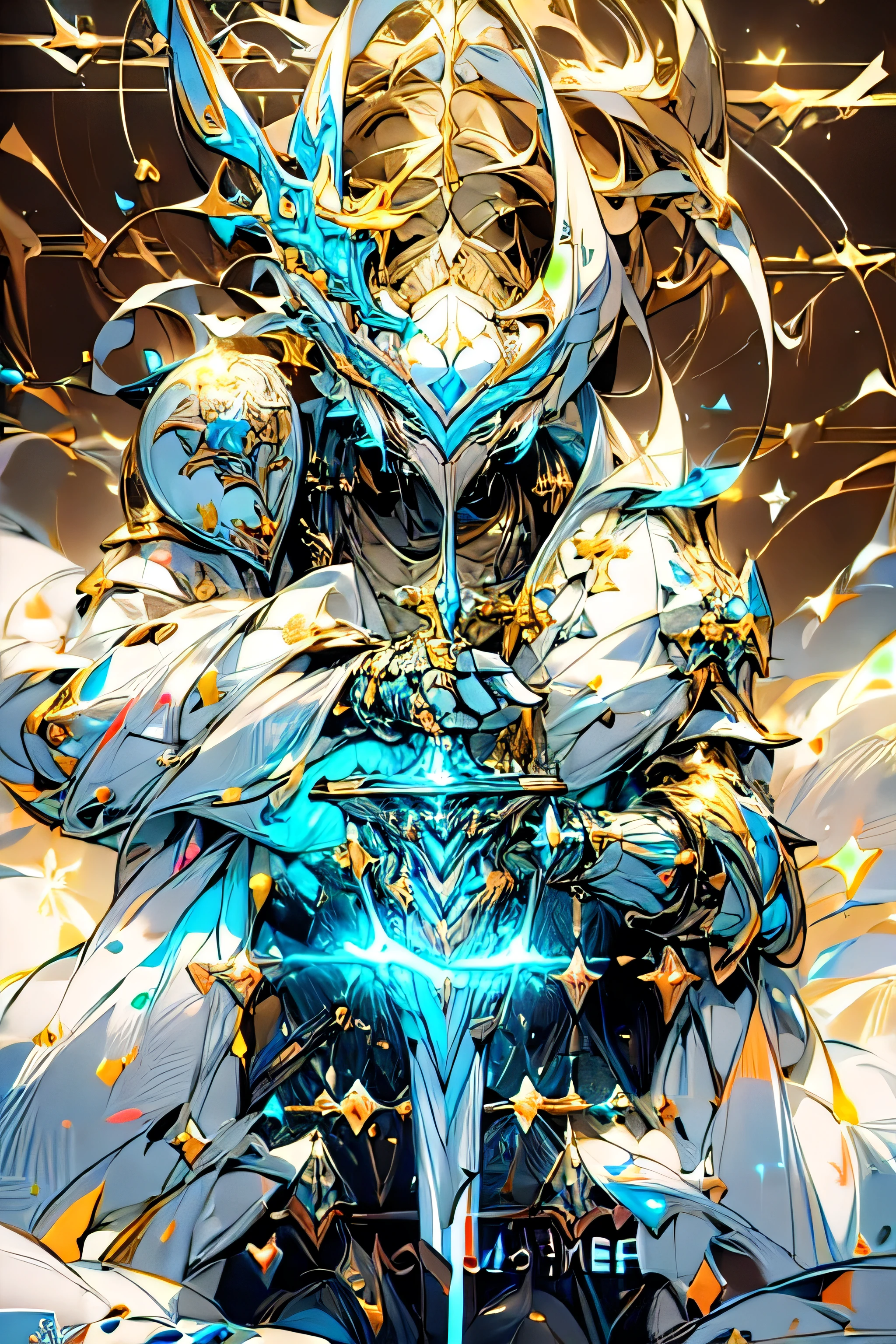 (absurdres, highres, ultra detailed), masterpiece, best quality, a boy in a white jacket, holding a sword, solo, handsome, short hair, white hair, detailed face, combat stance, attack pose, wielding sword pose, abstract background, swirl, spark, magic vortex, (((perfect helmet))), (((perfect body armour))), (((lighting:1.5))), ((hyperrealistic:1.5)), ((((midjourney5.1 : 1.5))))