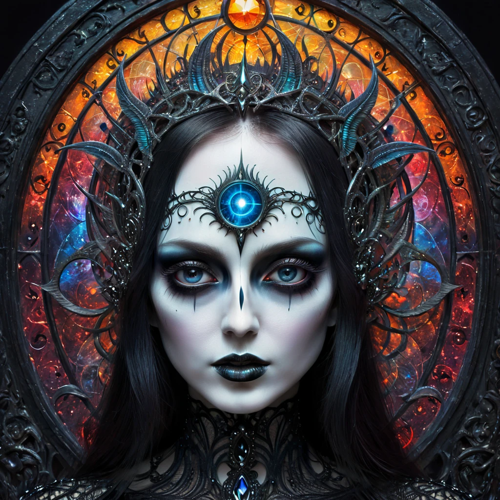 Insanely detailed photograph of the Queen of the Dead, thin, bony, torn dirty clothes,intricate and hyperdetailed painting by Grace Zhu, Greg Danton and Dan Witz, fantasy art, album cover art, 4K 64 megapixels 8K resolution HDR, ethereal, haunting, vibrant colors<lora:LoraHorrorS4w3d0ff_v10:1>