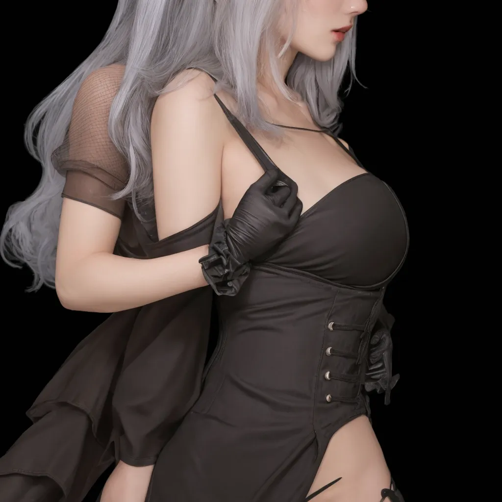 (Masterpiece:1.4), (best quality:1.2), tall female, naughty face, seductive smile, hand on hip,
1girl, solo, mature female, (depth of field:1.2), narrow waist, busty, curvy,
gigantic breasts,
wide hips,
hades, very long hair, hair between eyes, red eyes, gloves, long dress, cleavage, bare shoulders, grey hair, pantyhose, black gloves, elbow gloves, black footwear, high heels, black pantyhose, two-tone dress, hair ornament, bangs,
room,