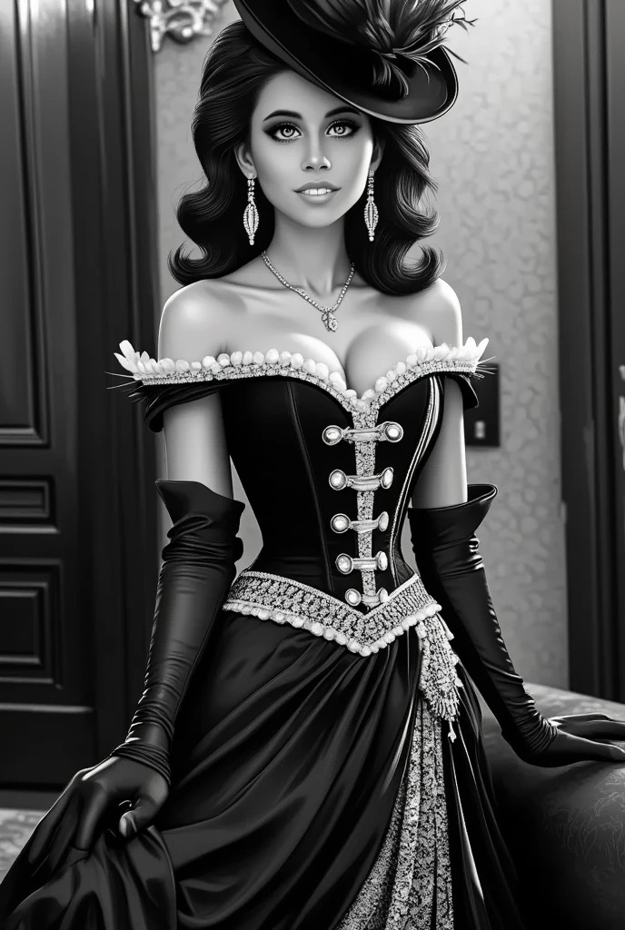 (Ultra realistic, super detailed, 8k), A beautiful, serene woman, black hair, black eyes, looking at viewer, smiling gracefully, covered gown, a touch of warmth, (2d illustration:1.2), bokeh effect, depth of field, ((sfw)), anatomically correct