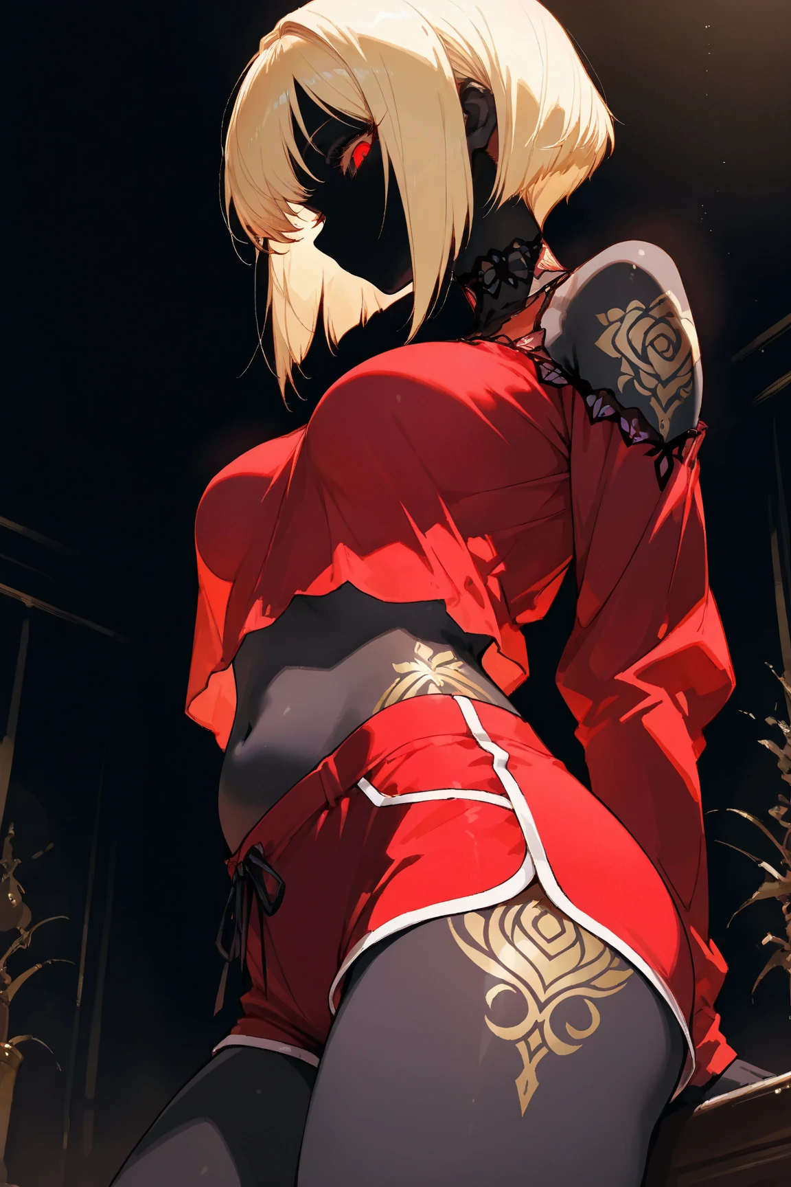 Girl with short white hair and red eyes. yandere. evil eyes. злая Darkest Dungeon