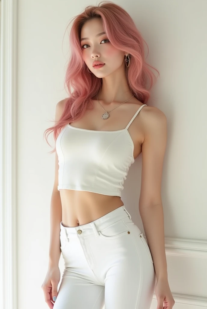 20yo Women, (Masterpiece: 1.4), (8K, Real, Best quality: 1.4), Japan person, (1 girl), Beautiful face, (Real face: 1.4), (Caramel hair, Long hair: 1.3), Hairstyles, Realistic green eyes, Beautiful detail eyes, (Real skin: 1.3), Beautiful skin, Attractive, 超高分辨率, Ultra photo realsisim, High definition, Golden ratio, (Detailed face: 1.4),wet and sheer tank top,Pink hair, wet and sheer white see-through panties, NSFW, big butt emphasis, nipple areola shape clear, looking at the camera in, Sitting on the sofa, pubic shape is transparent and clear, Soaked with sweat，legs are open