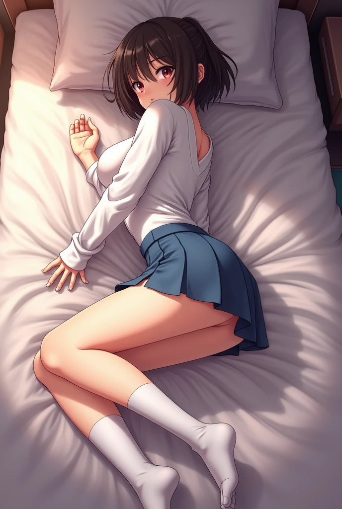 Misaka Mikoto、Misaka Mikoto、Mature and slender body shape1Japan of people18Year old girl、solo、slightly disheveled hair、Full body from head to leg、Composition from slightly below、Sitting facing the front、M-shaped legs、Holding your feet、small tits、High school girl in underwear、White bra、white panties、Black pantyhose、(Black_pantyhose):1.2)、Show white panties through stockings、No shoes、Bedrooms、inside in room、during daytime、Facial expressions of sweating and uplifting、blushing、looking at the viewers、Panchira、Composition from the front、watching at viewers、White panties are visible