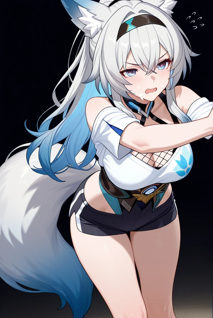 1girl, beautiful white kitsune, long white kitsune ears, multiple white kitsune tails, blue and yellow two piece slited swimsuit, 8k, anime style, yellow eyes, big breasts, extremely detailed eyes and face, 4k, high quality, vibrant colors, long white hair, wide waist, wide hips, sexy pose, masterpiece,extreme detail description,professional,vivid colors,bokeh