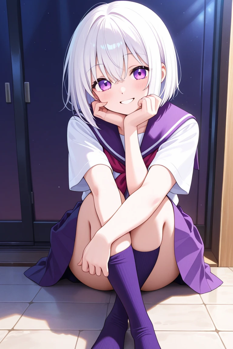 (masutepiece, Best Quality, hight resolution, nffsw, Perfect Pixel, depth of fields, 4K), Beautiful anime girl, Perfect body, , (smile, open the mouth:1.6) aoba suzukaze, ribbon, suit, jacket,,, (own hugging feet:1.6),