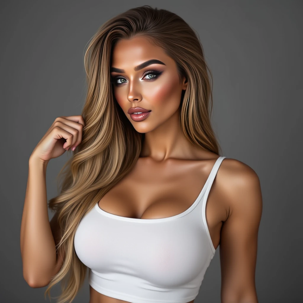 "Ultra-realistic image of a beautiful 21-year-old Afro-Latin girl, Caramel skin, perfect body, strong chest, thin nose, Thin waist, blonde hair, loose wavy hair Caribbean, piercing green eyes. hyper-realistic, correct anatomy Facial features are carefully represented Free loose wavy blonde hair, (yard, loose wavy blonde hair), Long loose wavy blonde hair, versatile hair, yard, loose wavy blonde hair, loose wavy blonde hair, loose wavy hair spread out, loose wavy Hair texture, loose wavy, at the gym, in workout clothes