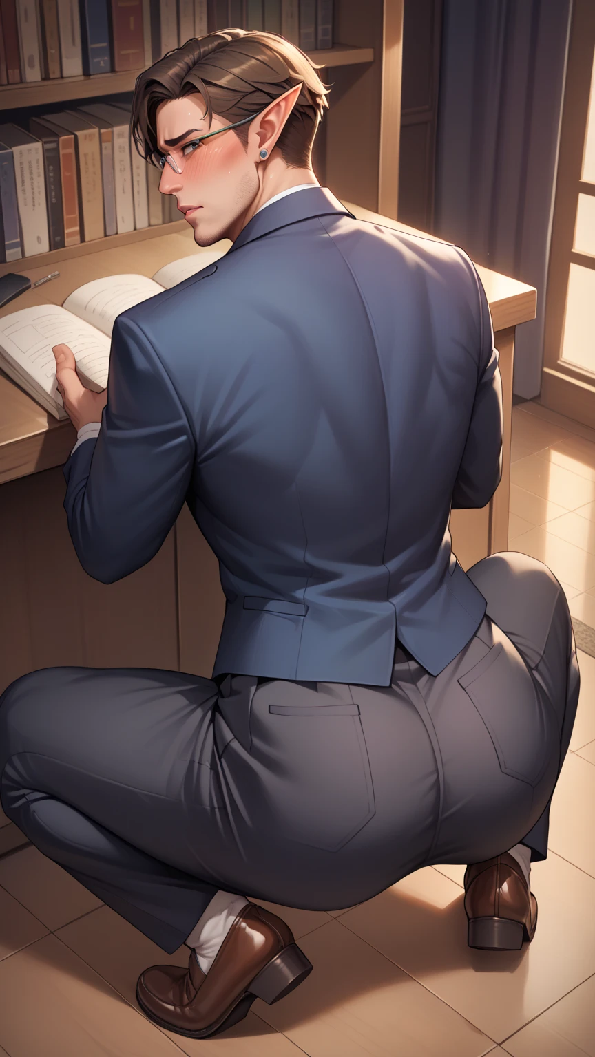Office suit close up focus indian perfect big long hairy monster penis hanging out from pant, masterpiece