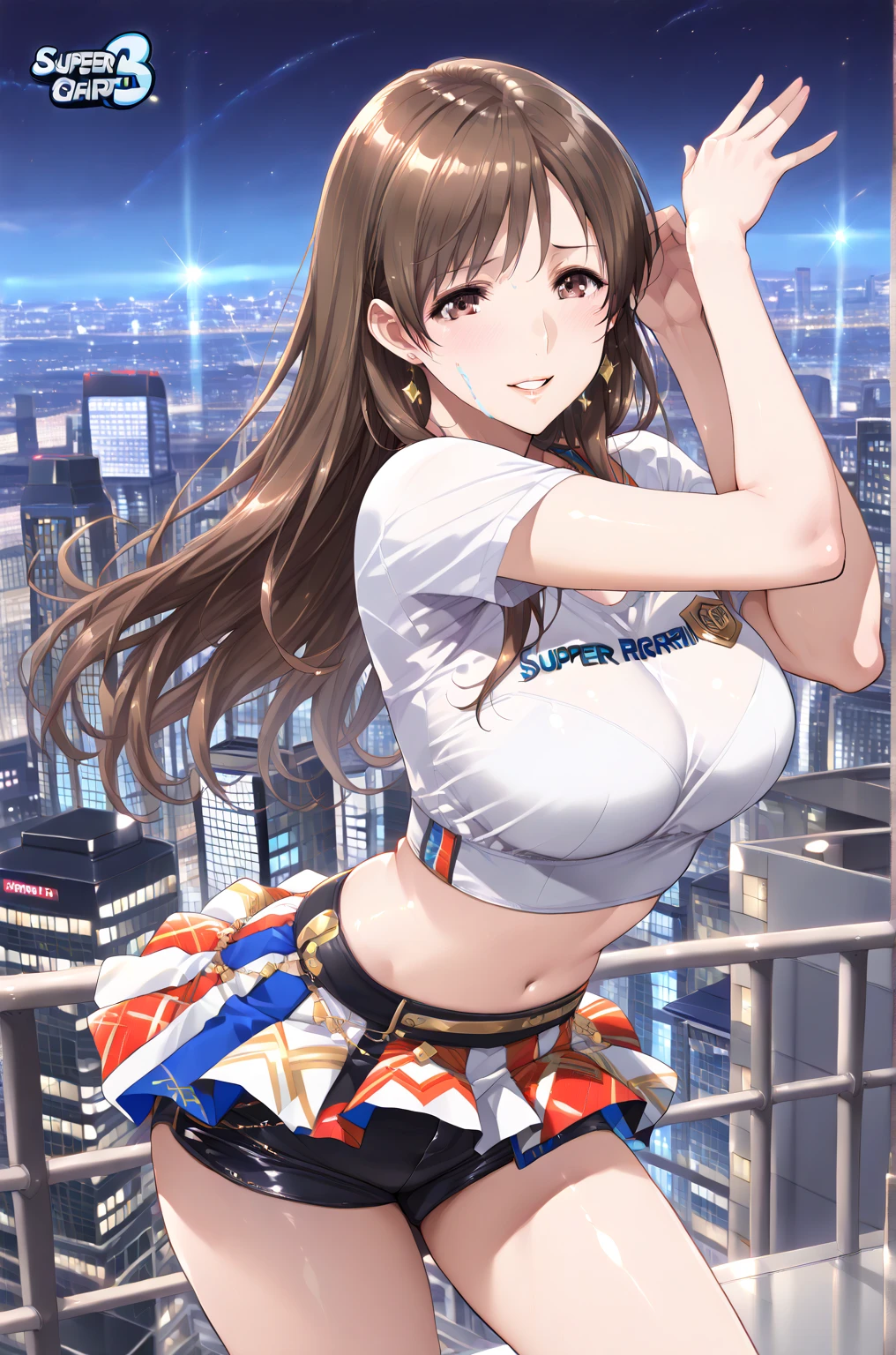 Girl posing for photo in white transparent bra and tight denim skirt,full bodyesbian,With a cropped T-shirt、brassier,Slim body,Smaller bust,Slim girl model,24 years old female model,Lying on the construction site,A group of black men watched