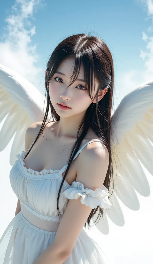 Seiren. (She has wings:1.3), beautiful detailed eyes,beautiful detailed lips,extremely detailed eyes and face,longeyelashes,1girl,wings,illustration,pastel colors,soft lighting,bokeh,highres,ultra-detailed.(half body:1.3)