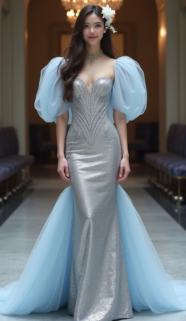 Masterpiece、top-quality、Photorealsitic、A hyper-realistic、Fashion show in the latest mode