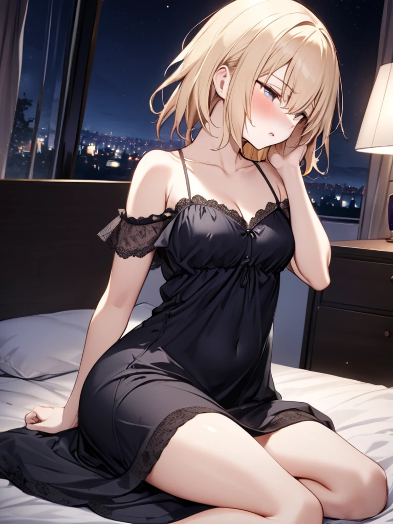 girl, sexy busty, with a dress with a neckline, big thighs, small waist, clear skin,