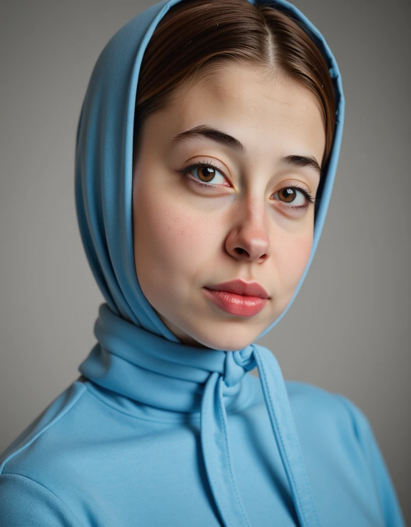 Plestia alaqad Wearing blue graduation clothes With a Palestinian scarf in her neck