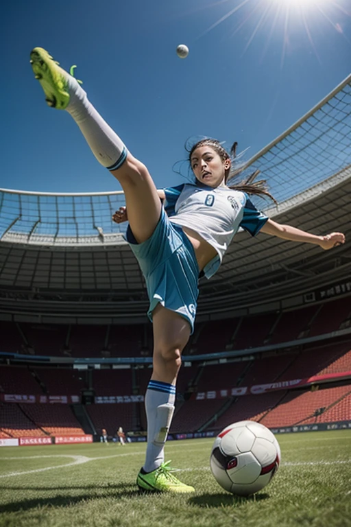 mejor calidad,obra maestra,ultra high resolution,(Fotorrealista:1.4)1 chica,Fondo blanco,solo,sangre,protectores de brazos,fondo sencillo,enfoque femenino,mirando al balon,ojos azules,tabi,cuerpo peludo flotante,, (pistola:1.3), holding pistola, rubia sucia,playera,short,session,partido de futbol femenino,14 year old girl, rubia,