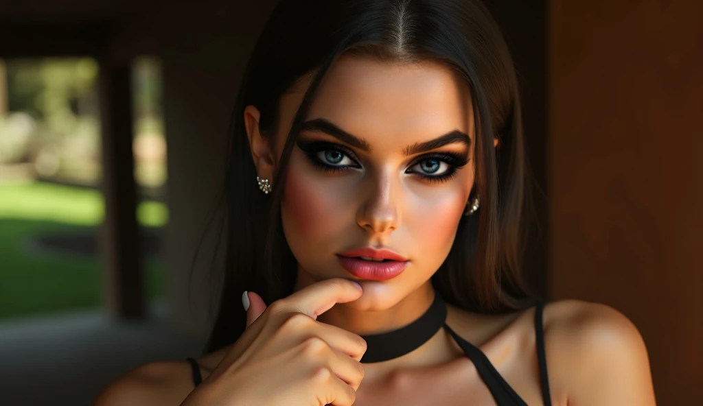 The hacker girl has programming codes in her eyes
