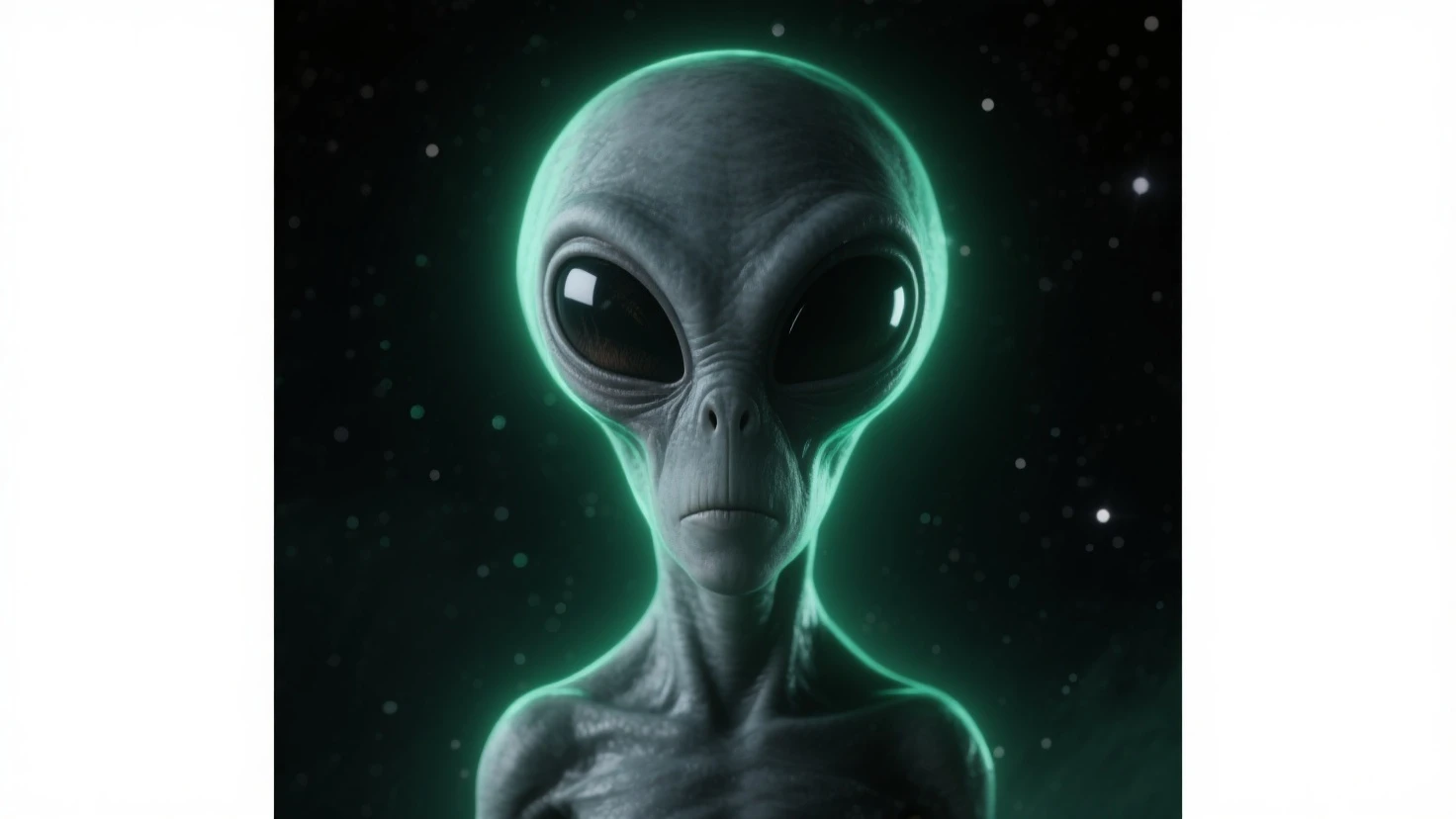 Faceless alien creature, has no facial features, only eyes.
Black color with stars on its body
