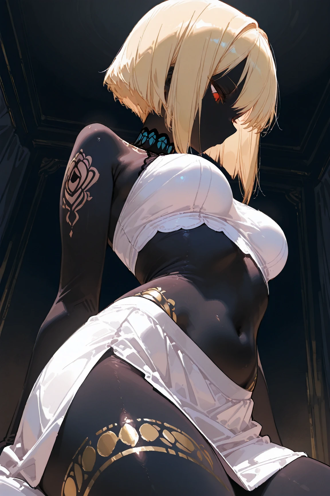 beautiful woman with dark skin and long white hair with open legs showing vagina without clothes