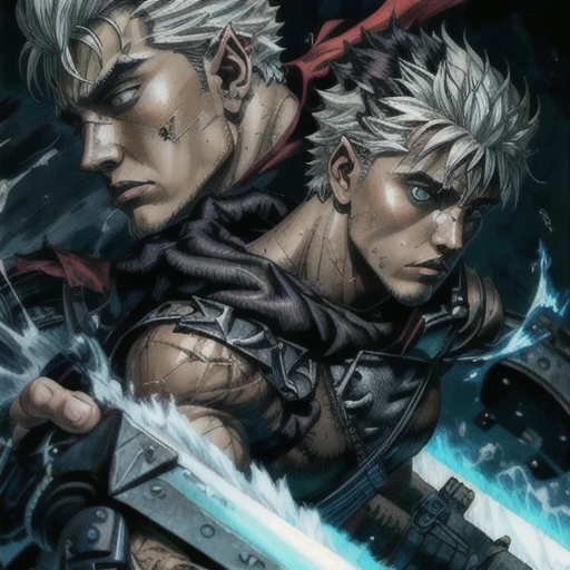 Male, long blonde hair, water green eyes, dynamic pose, solo, 32k,Super-Resolution,Full-HD,1080p,Fullscreen,Wallpaper,Generated by Midjourney, punk clothes,Full Moon, GameMaker, movie camera, war scene,Horror Anime,Horror Anime, 1080p, alone, bangs in hair, muscular body, Anime man, male face, smile with closed lips., Full moon, 4D Cinema, Perspective from point of view, film camera, mysterious scene --chaos 58 --seed 3184 --no 0 --h 1333 --quality 100 --w 1222 --air 1222x256 --uplight --hd, long clothes, scenery of a forest