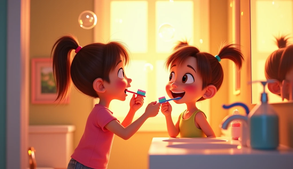 Children brushing their teeth