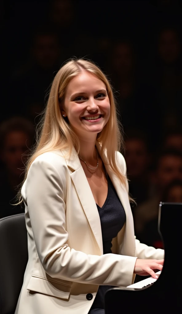 muito (provocante:1,8) smiling good woman wearing short blazer e muito muito detailed (longo (totalmente plissado) full circle skirt) e (simples) low heeled office shoes, muito muito intricate hyper-detailed symmetric (attractive graceful young Feminino face) com (triste, tired eyes e a shy smile), seios grandes, full of empathy e compassion e love, (pronunciado (Feminino) Characteristics), (altamente detalhado ultra preciso realista) hes e fingers, (windy conditions e wind blowing), epic composition, atributos altamente detalhados, atmosfera altamente detalhada, (35mmf1.4 fotografia Kodak portra 400), extremely high quality RAW photograph,