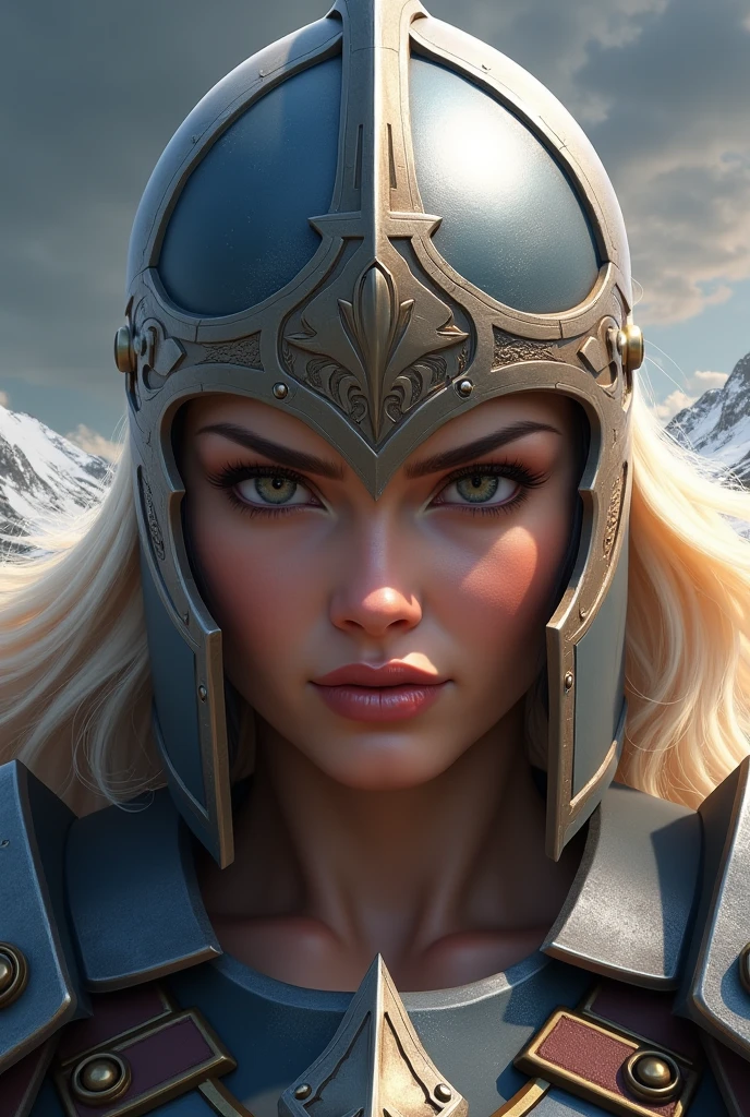 a beautiful portrait of a valkyrie wear armor helmet with detail eyes by Greg Rutkowski and Raymond Swanland, ultra realistic digital art, hyperdetailed intricate, castle