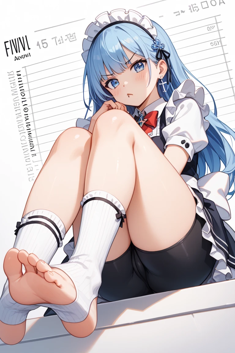 1girl, gtscity, (foot, toes, soles:1.4), barefoot school uniform, sitting, hands on knees, bare legs