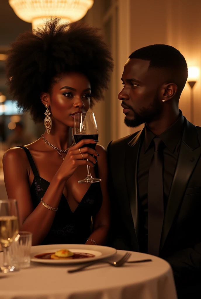 Black woman on a romantic night with a white man.