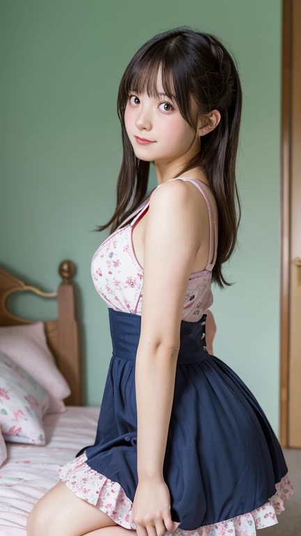 (realistic、Like a photograph、live action、8k, Photoreal, RAW photo, best image quality: 1.4), Single-lens reflex camera、RAW photo, highest quality, realistic, Highly detailed CG Unity 8k wallpaper, Depth of written boundary, cinematic light, Lens flare, ray tracing, realistic background、(Mine series、JIRAIKEI、long skirt:1.4、skirt lift:1.37、lift up the skirt、Detailed lace white panties:1.2、one piece:1.1、cleavage、big breasts)、panty shot、Pink inner color hair、random hairstyles:1.2、short cut hairstyle、standing in the room、((super dense skin))、 1 girl,cute japanese girl、((whole body:1.5)，looking at the viewer:1.1、embarrassed look、i like the style、pay attention to details、perfect costume、earrings、(white skin)、accurate portrait、accurate arm、accurate legs、beautiful legs、Precise thighs