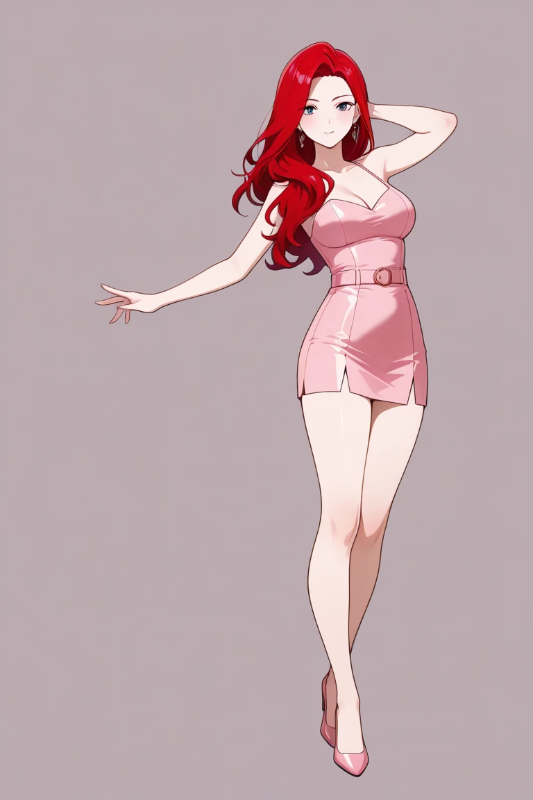  Reddish brown hair, Brown eyes, beautiful, whole body, Small breasts, Leg spread, behind, Black short dress, High Jump, Red lipstick、Japanese
