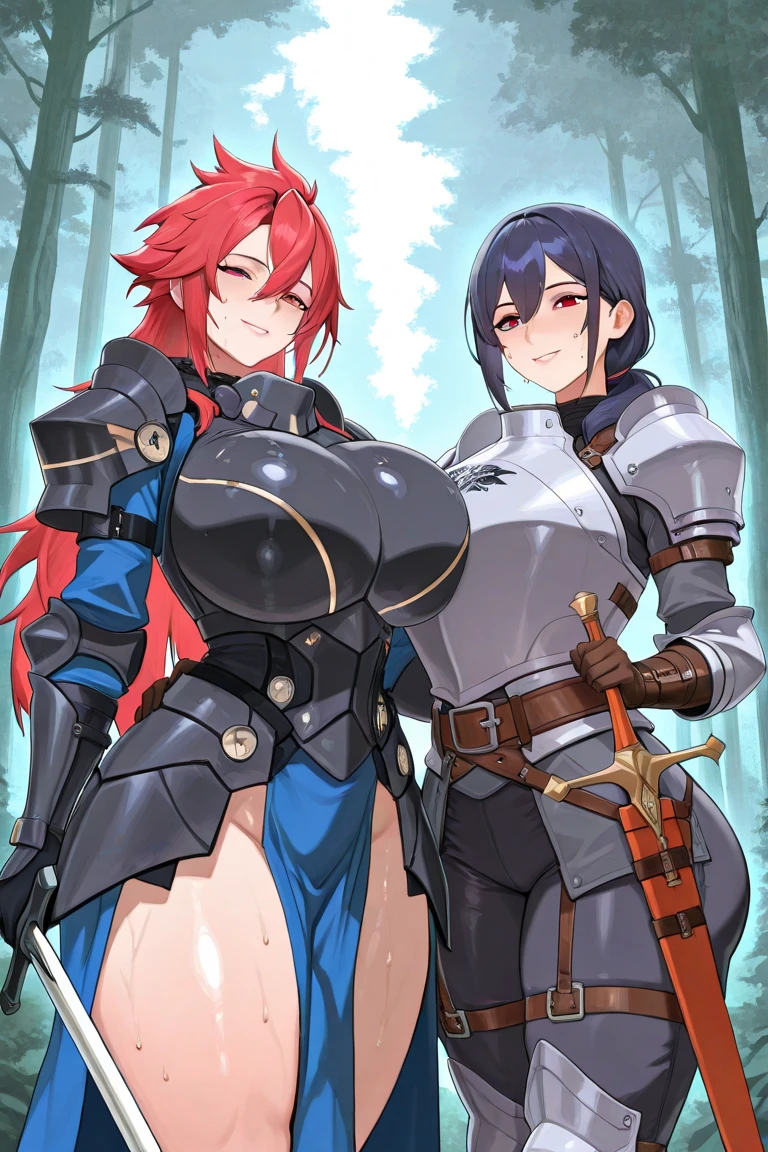 (best quality,highres,masterpiece:1.2),ultra-detailed,realistic,portrait,Erza Scarlet,red-haired woman,strong and confident expression,fierce and determined look,beautiful detailed eyes,beautiful detailed lips,long red hair flowing,armor-like outfit with intricate details,metallic texture and reflections,holding a large sword in her hand,standing in a powerful and dynamic pose,background showing a battlefield with flames and sparks,focusing on Erza as the main subject,studio lighting enhancing her features,vivid colors with a dominant red tone,bokeh effect creating depth and atmosphere,physically-based rendering for realistic textures. Curvy hips, big tits, big ass, wearing lingerie, a lot of pubic hair, slim waist, sweating, blushing, , overflowing,