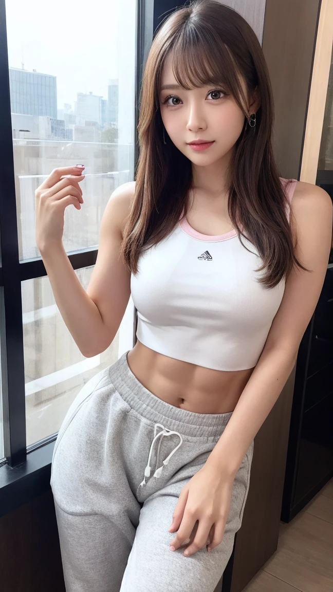 hightquality、masterpiece、ultra res、con、a beauty girl、Beautiful girl face、cute girl face、、school gym、Wearing gym clothes、full bodyesbian、Famous actresses of Japan、very beautiful face