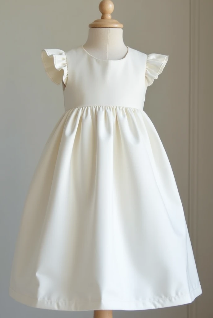 long dress, long princess effect, children's, elegant, in ivory color, on a child, bare photo from the front, full body, super realistic, long dress, long dress, long dress, children's flared dress with bow at the waist, and ivory roses the bar