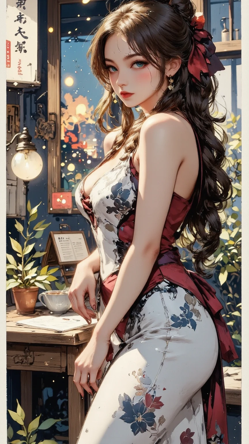 Hay una mujer con un vestido posando para una foto, Hermosa y seductora mujer de anime, seductora chica de anime, completamente vestido. Pintura de sexy, Hermoso y atractivo anime adolescente,  en vestido, [ Arte digital 4K ]!!, vestido sexy, Arte detallado de alta calidad 8K, Lindo anime waifu en un bonito vestido, con un vestido maravilloso, Hermosa mujer anime
