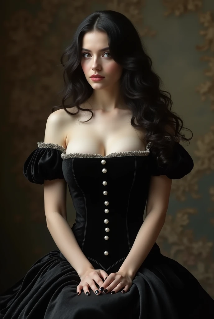 Create a woman with the following characteristics: withe wizard, bombshell, 50's 