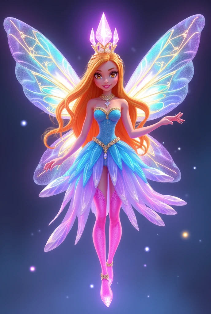 ((A beautiful girl with a body of huge dragonfly and angelic wings))encase in gold and legs fine azure on the platform of glass and stars and galaxies, Pixar, Disney, concept art, 3d digital art, Maya 3D, ZBrush Central 3D shading, bright colored background, radial gradient background, cinematic, Reimagined by industrial light and magic, 4k resolution post processing"