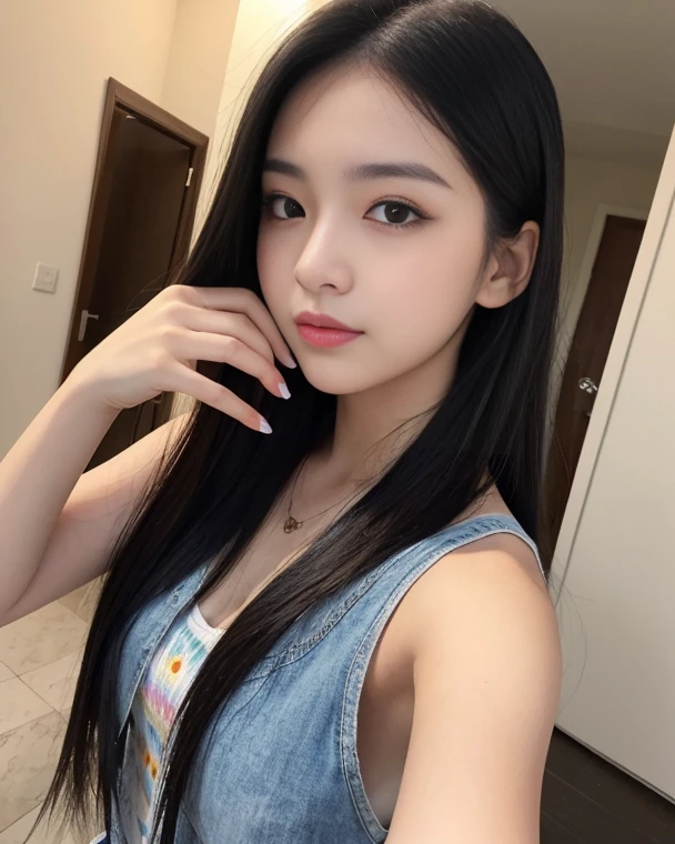Beautiful woman taking an aesthetic selfie for a profile picture