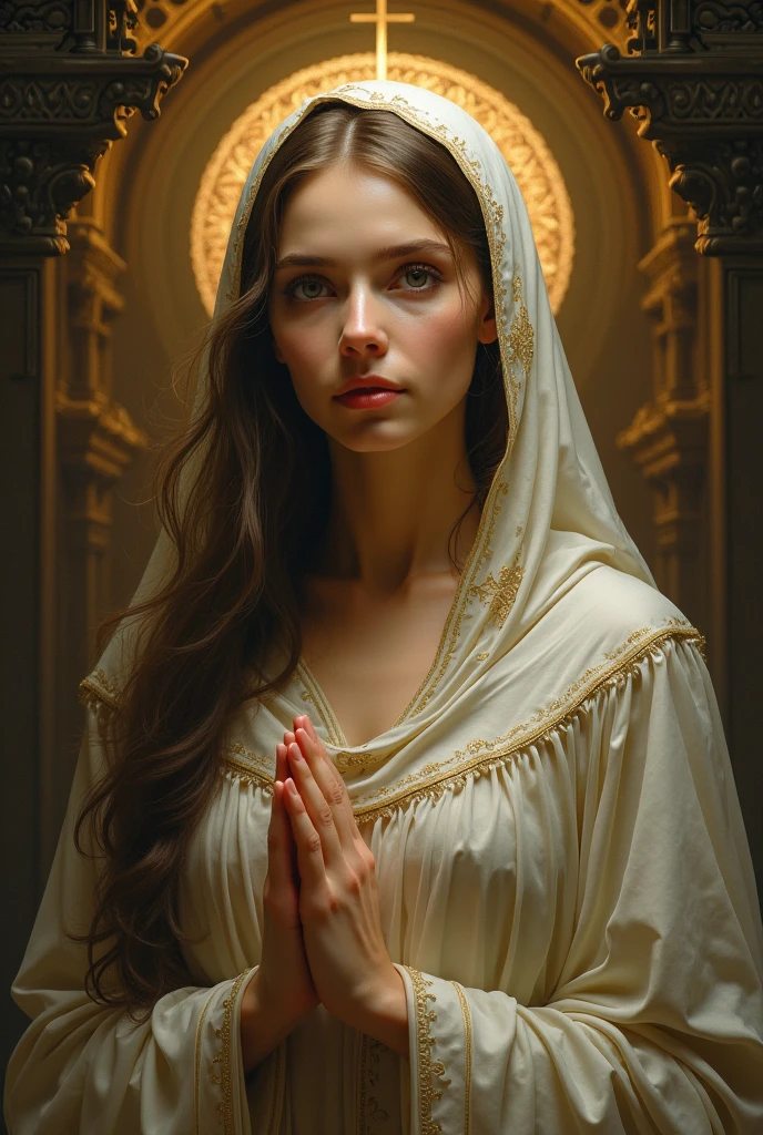 realistic photo of Mary mother of Jesus Christ