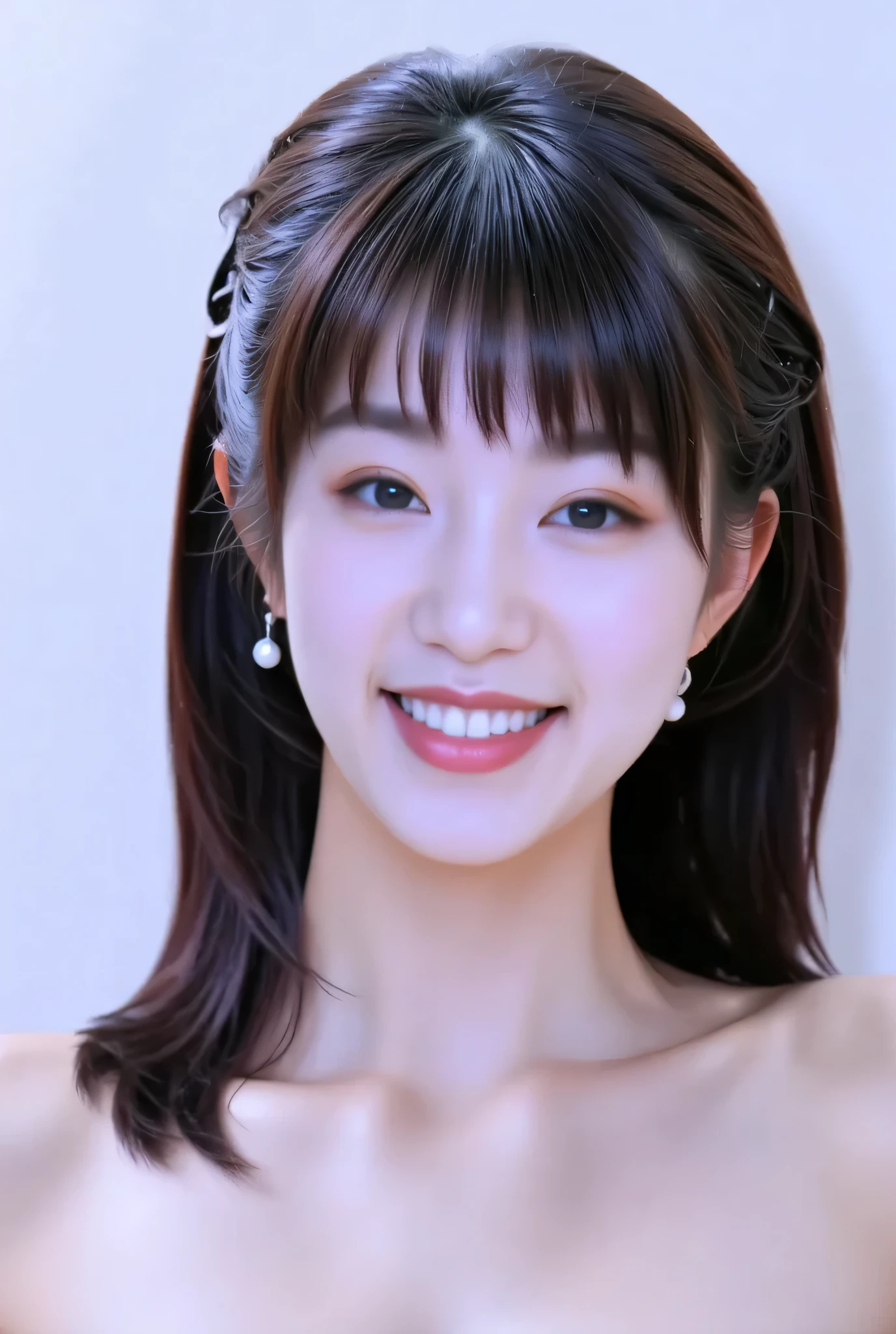 8K},{Top Quality},{Masterpiece},{Realistic},{Highly Detailed},{Photorealistic},{{{Black Hair}},{{{(Straight Hair}}},{{Bangs:1.8)}},{{Detailed Face},{Detailed Eyes}},{{Lipstick}},{Fine Skin},{Fair Skin},{{((High School Girl:18 Years Old):{{{{Double Eyelids, Big Eyes,,Mascara,}}}},:{{Shining Beautiful Skin:Small Breasts:((Large Breasts neck(red))long nipples:1.3))}}, ((big areola(red)big areola)), (((naked:(nude):pussy))), (cute face:smile:showing teeth), (beautiful delicate eyes), {{{black hair}}, {{{short straight hair}}}, {bangs:1.2)}}, {{make face look smaller}}, {{draw face in detail}, {{draw eyes in detail}}, {{lipstick}}, {draw skin in detail}, {draw skin white}