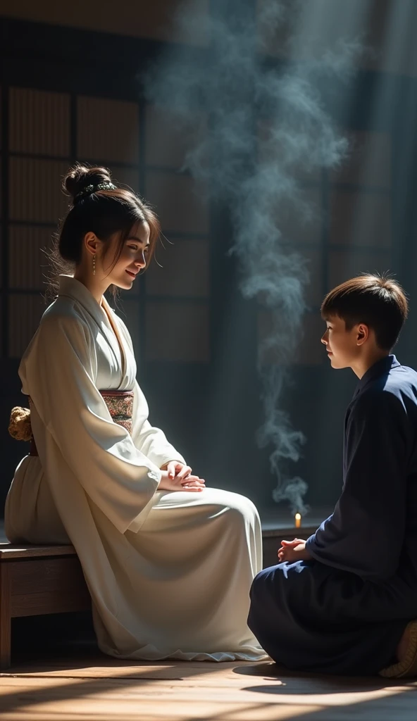Chinese, very cute beautiful young woman, stuck a knife in his throat of a boy blindfold bloody in n eck sadism, luxury house