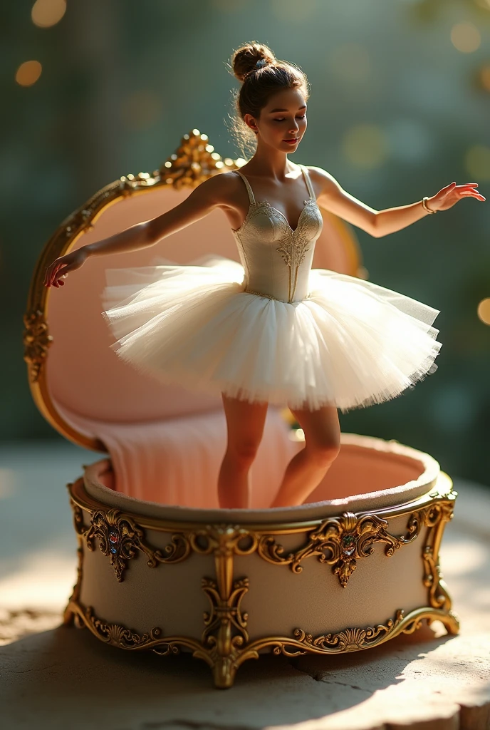 Music box with broken ballerina doll