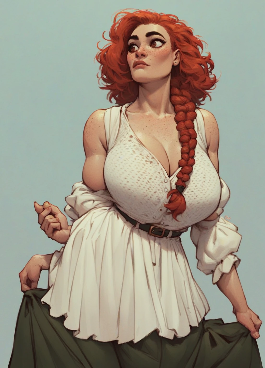 anime Druid girl, 90s anime, vintage classic anime aesthetic, nude, naked, (((Very Long braided Red hair))), (((medieval hairstyle))), (cleavage), ((((huge saggy breast)))), medieval forest, Walking in the forest, ((beautiful face)), smiling, large areolas, (((hairy pubic hair))), (((thick pubic hair))), ((Princess flower crown)), (((((Long saggy breasts))))), ((Flowers in her hair)), ((Wooden magical staff in Hand)), ((Freckles)), (Pale Skin), ((Breasts are long and saggy)), (((Sitting on a throne carved into a tree))), ((Legs spread apart))