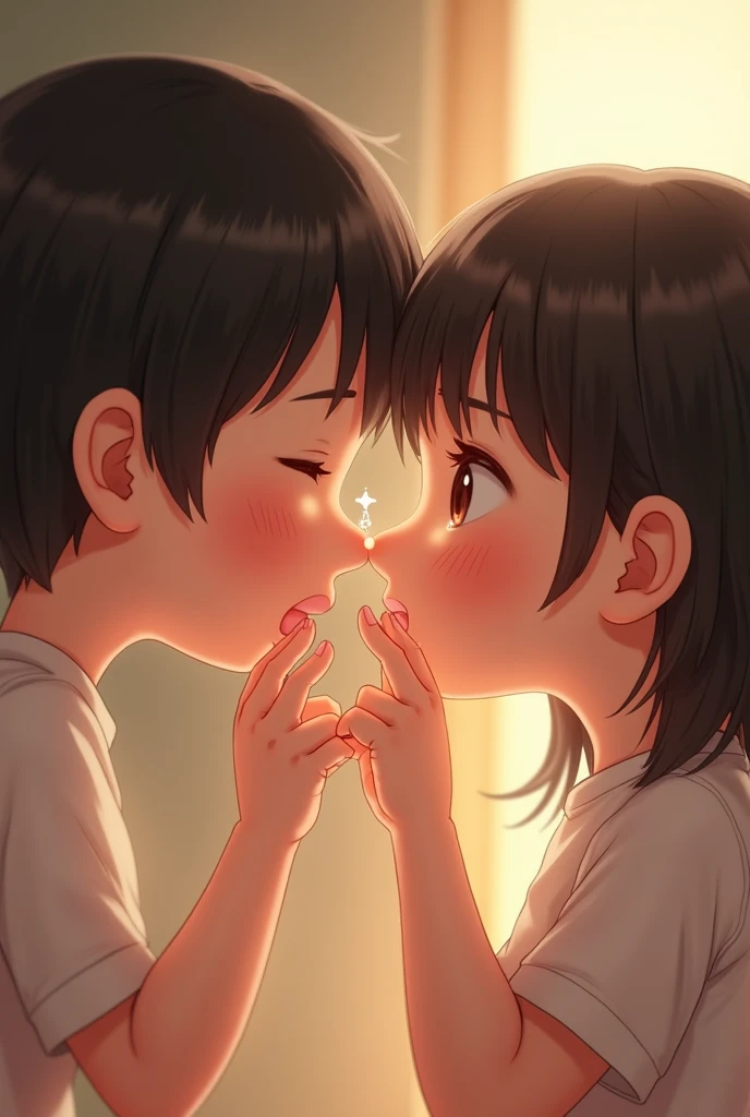 The two Asian boys were in a house and they kissed
