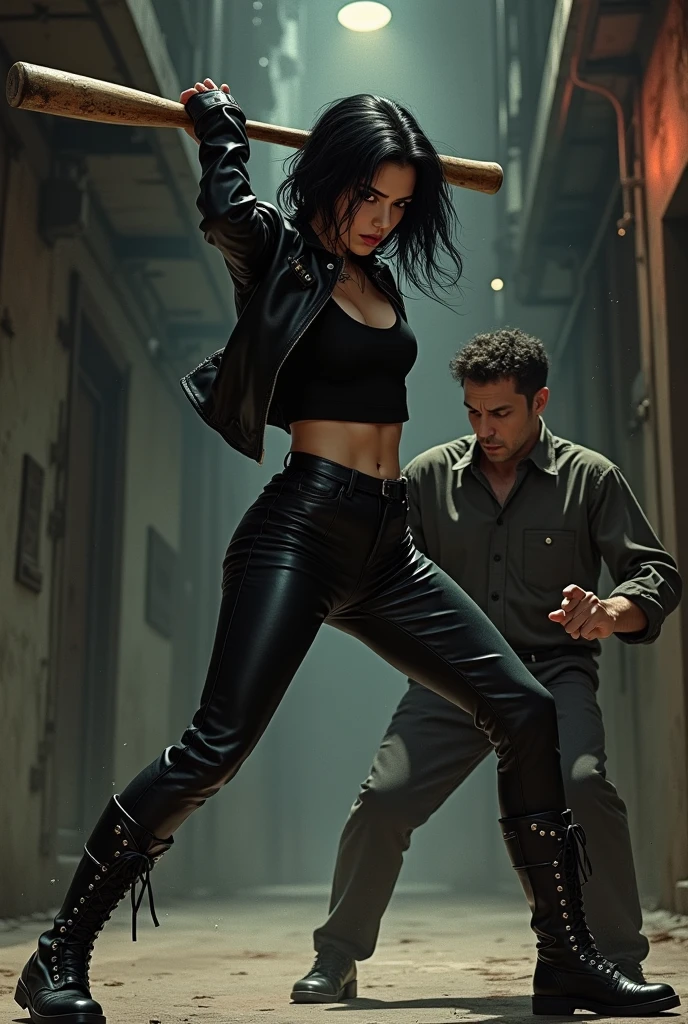 Woman kicking a naughty man's balls