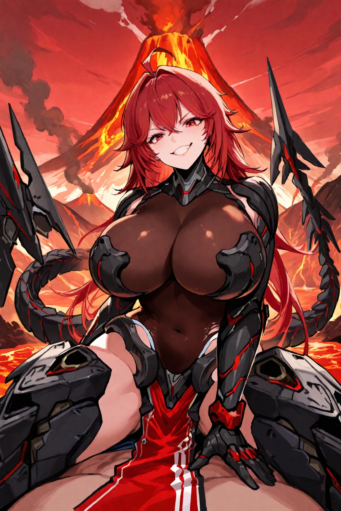 (Giant Elements、High resolution、High resolution、high quality、Accurate body structure、Detailed body)、(Horny devil woman stomps on car:1.6)