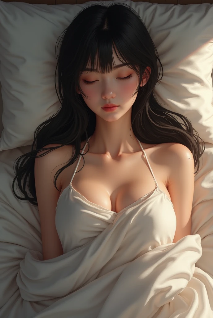 a girl on bed .behind green flower was
so romantic