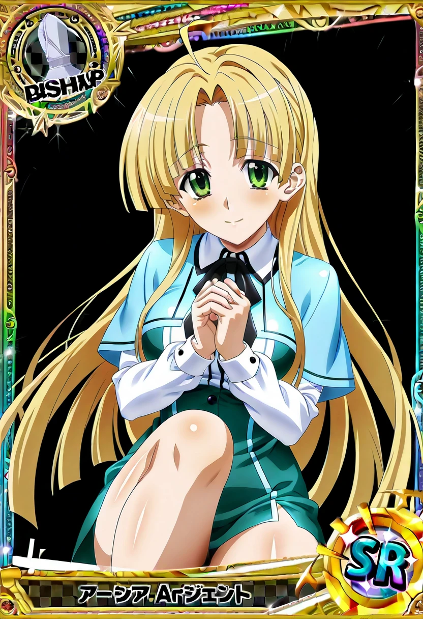 Asia Beautiful long blonde hair green eyes Maid clothes mini skirt white panties smile