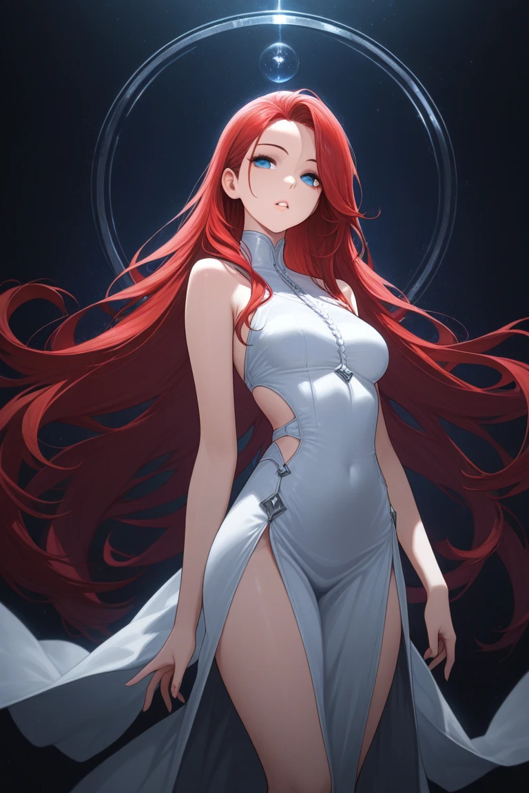 ((Masterpiece)) ((High Quality)) ((Perfect Face)) ((Beautiful)) ((Small Breasts)) ((Wide Hips)) ((Narrow Waist)) ((Auburn Hair)) ((Long Hair)) ((Cute Nose)) ((Green Eyes)) ((Light Skin)) ((Full lips)) ((Ghost girl)) ((Ethereal skin)) ((Spooky Shop)) ((Dim Light)) ((loose white shift dress))