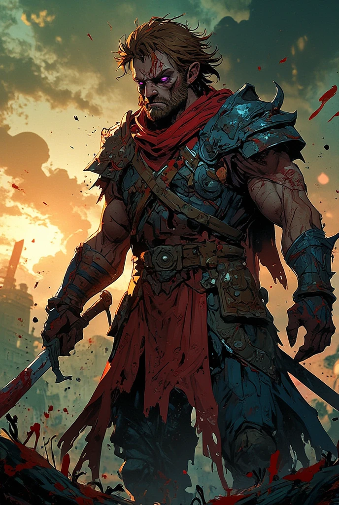 berserker, (style of darkest dungeon:1.1),hyperrealism, ethereal, cel shading, anime coloring, anime screencap, (highly detailed,masterpiece, best quality:1.1)