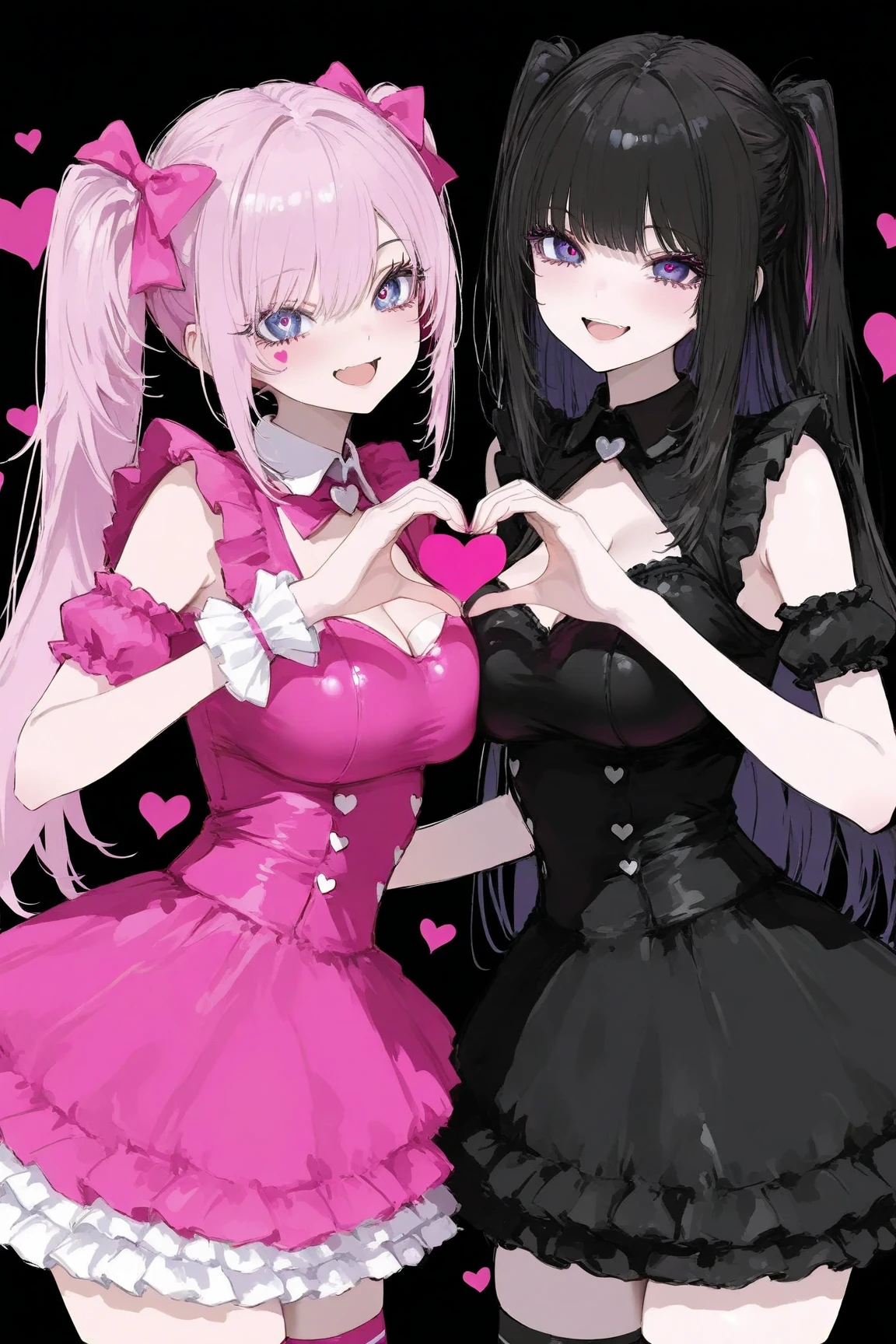 Long straight black hair　cute　anime　front　From the waist up　Tight black suit　White shirt　Drooping eyes　smile　Mole under the mouth　Bracelet　Shoulder Bare　Lace black gloves　necklace