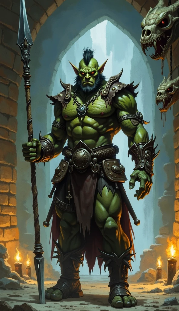 Rpg, um meio orc careca, muito bonito, pele avermelhada, sardas no rosto, pequenos chifres na testa, elegante, swashbuckler, aventureiro, atletic, espada, capa ornamentada, armadura elegante e bem acabada